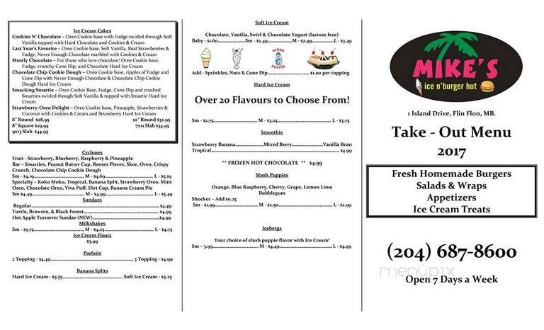 Mike's Ice N Burger Hut - Flin Flon, MB menu_pic