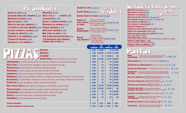 Resto Le Notre-Dame - Maniwaki, QC menu_pic