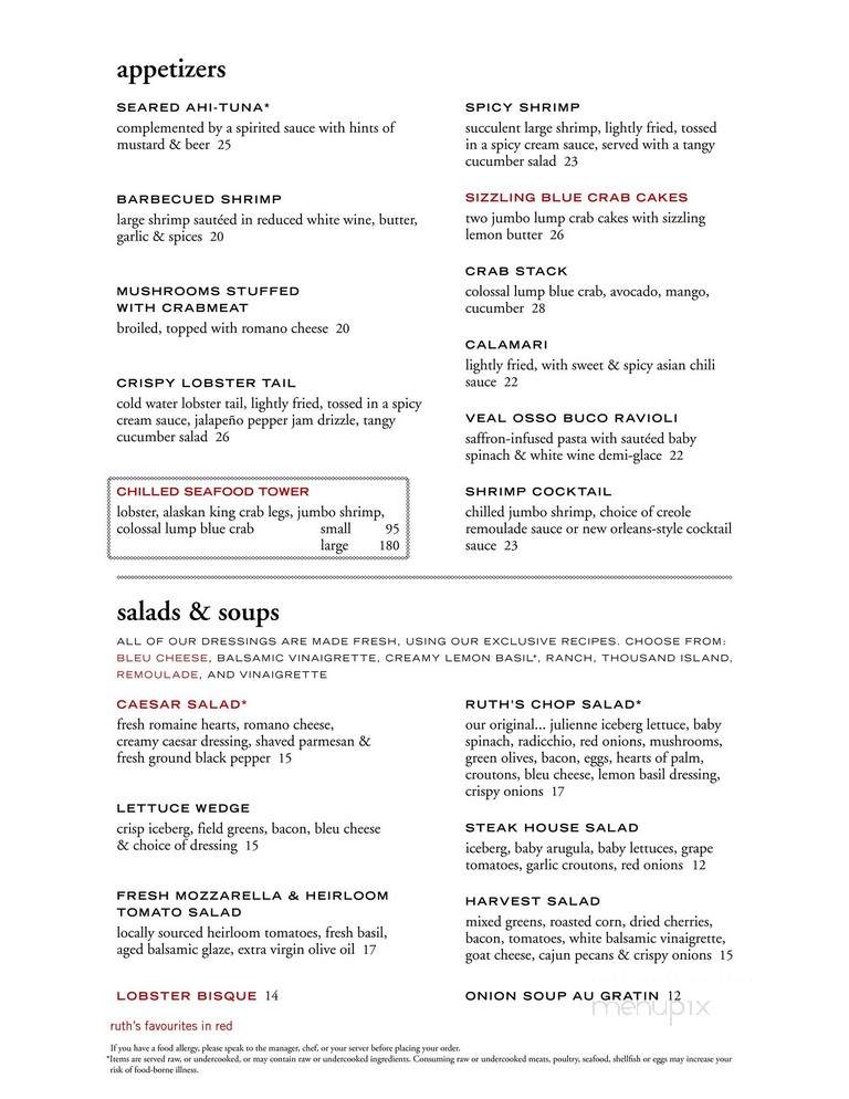 Ruth's Chris Steak House - Calgary, AB menu_pic