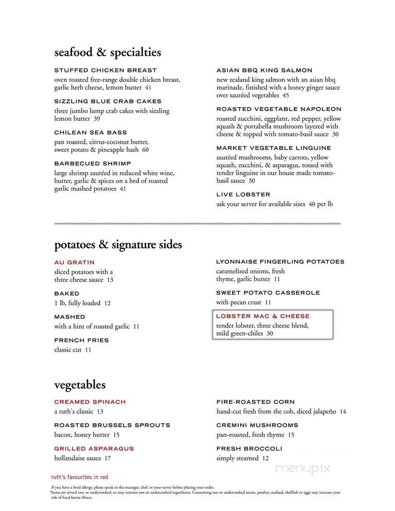 Ruth's Chris Steak House - Calgary, AB menu_pic