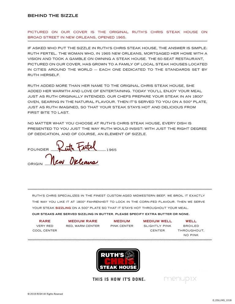 Ruth's Chris Steak House - Calgary, AB menu_pic