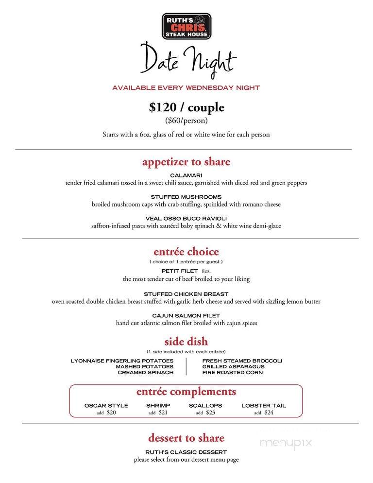 Ruth's Chris Steak House - Calgary, AB menu_pic