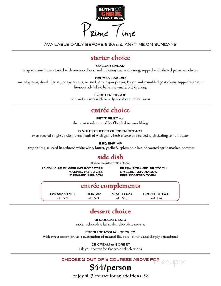Ruth's Chris Steak House - Calgary, AB menu_pic
