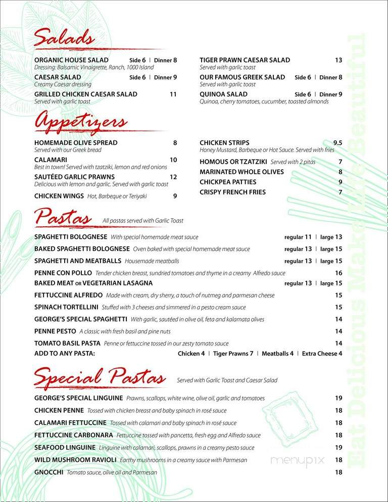 George's Pizza - Vancouver, BC menu_pic