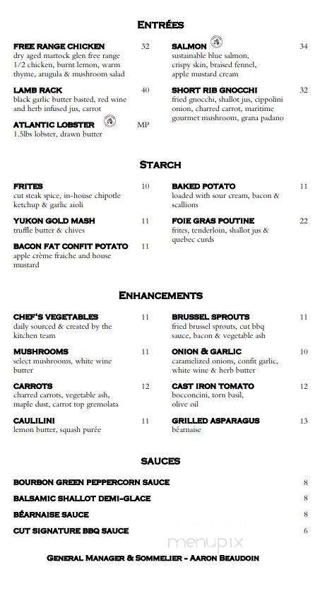 CUT Contemporary Steakhouse & Urban Grill - Halifax, NS menu_pic