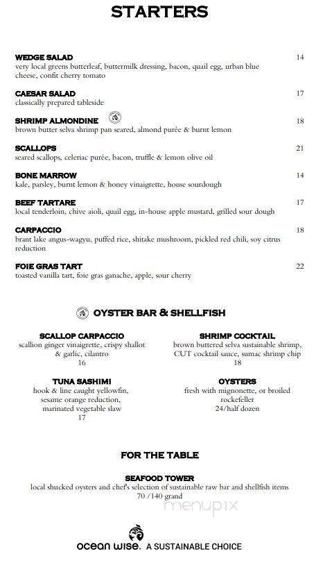 CUT Contemporary Steakhouse & Urban Grill - Halifax, NS menu_pic