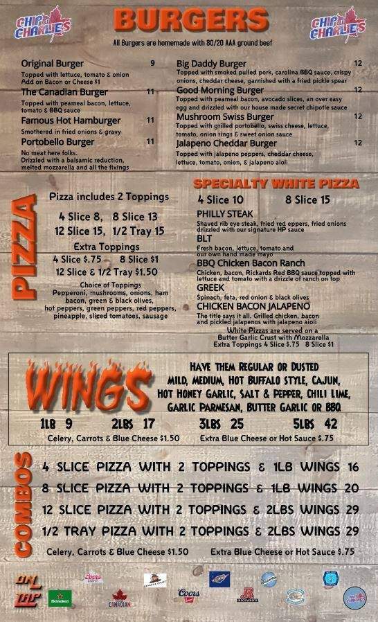 Charlie's Bar & Restaurant - Toronto, ON menu_pic