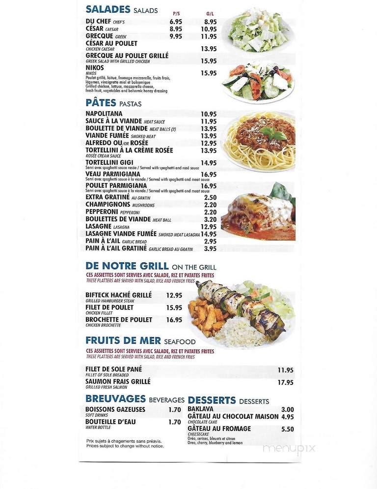 Nikos Pizza Deli - Montreal, QC menu_pic