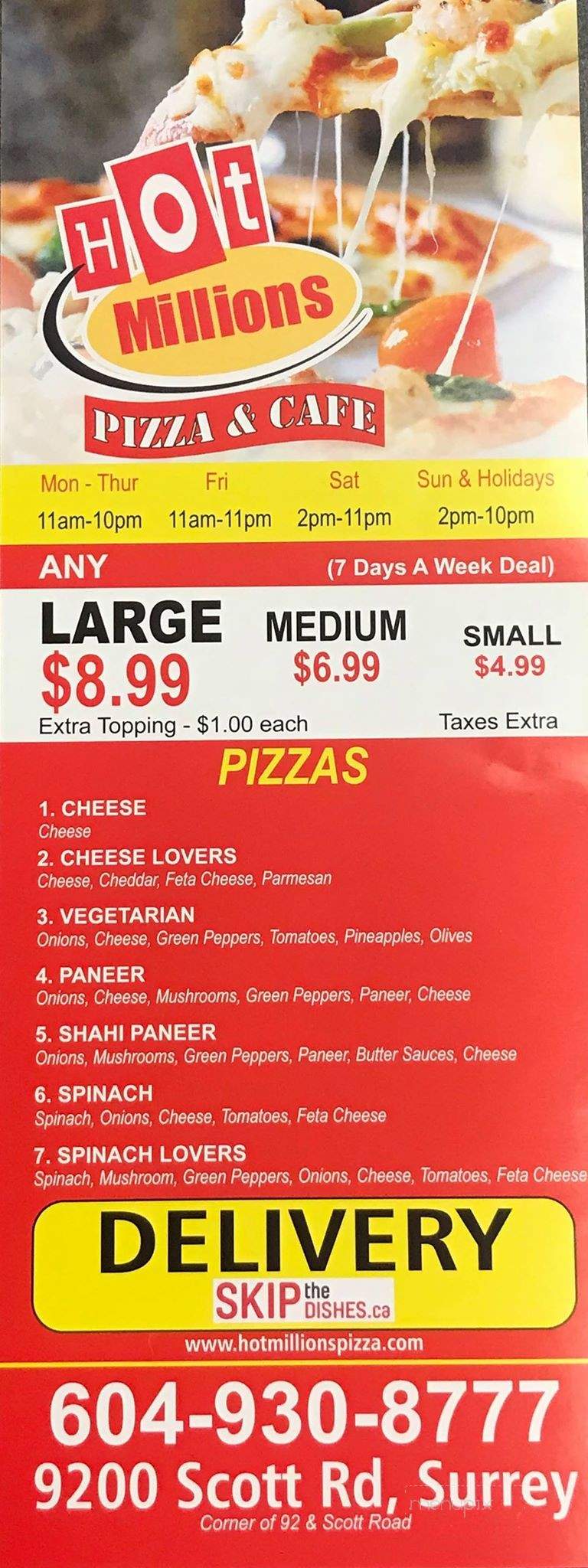 Hot Millions Pizza - Surrey, BC menu_pic