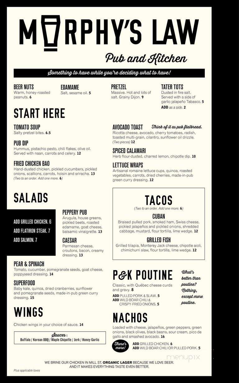 Murphy's Law - Toronto, ON menu_pic