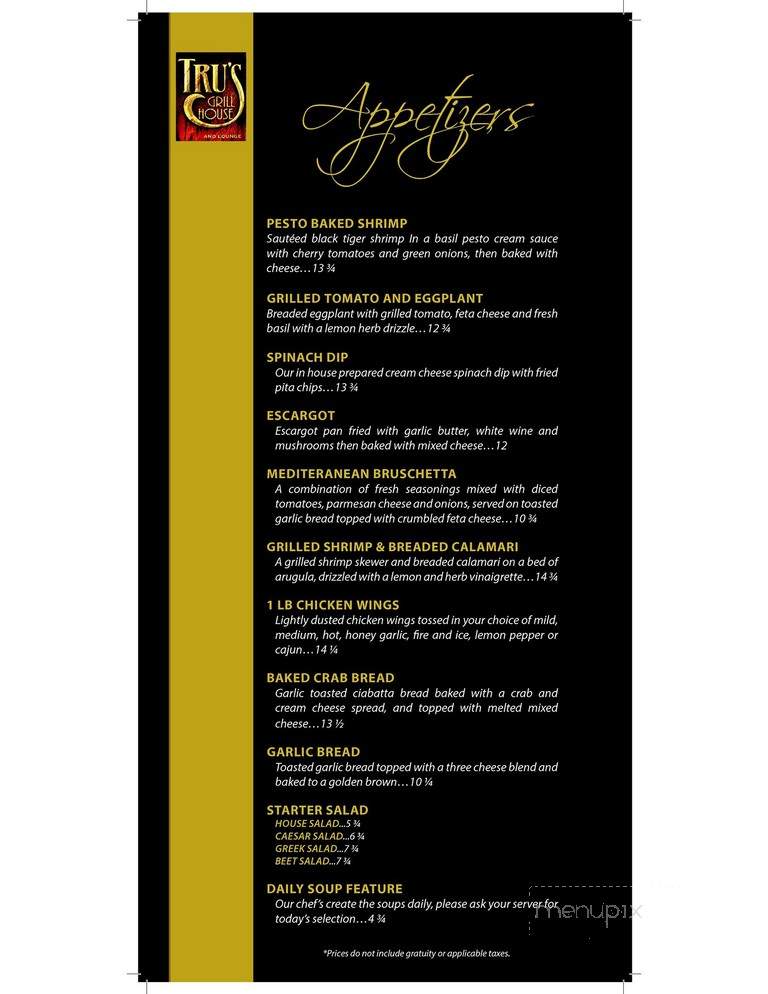 Tru's Grillhouse Restaurant - Chatham, ON menu_pic