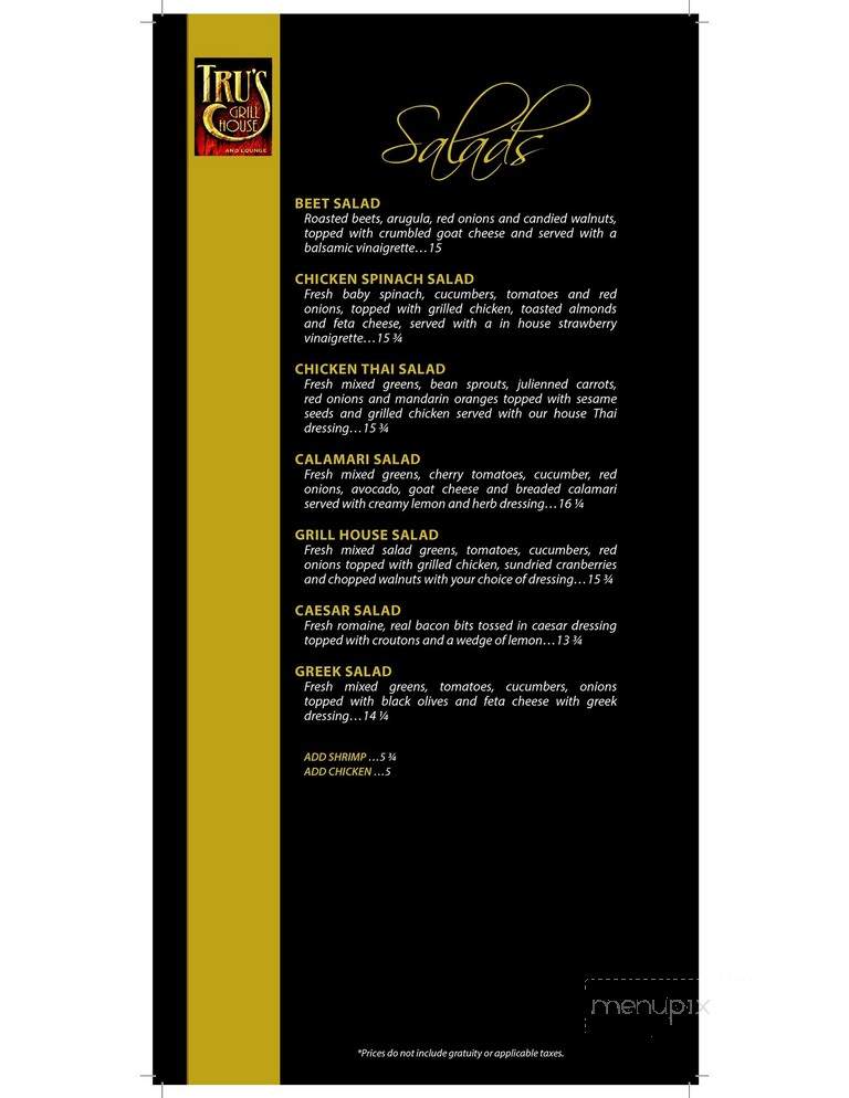 Tru's Grillhouse Restaurant - Chatham, ON menu_pic