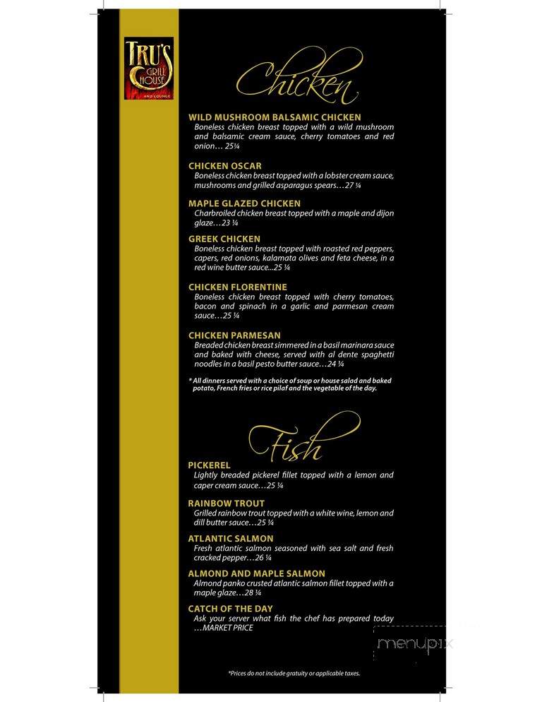 Tru's Grillhouse Restaurant - Chatham, ON menu_pic
