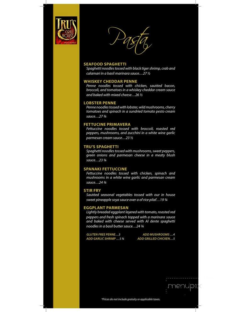 Tru's Grillhouse Restaurant - Chatham, ON menu_pic
