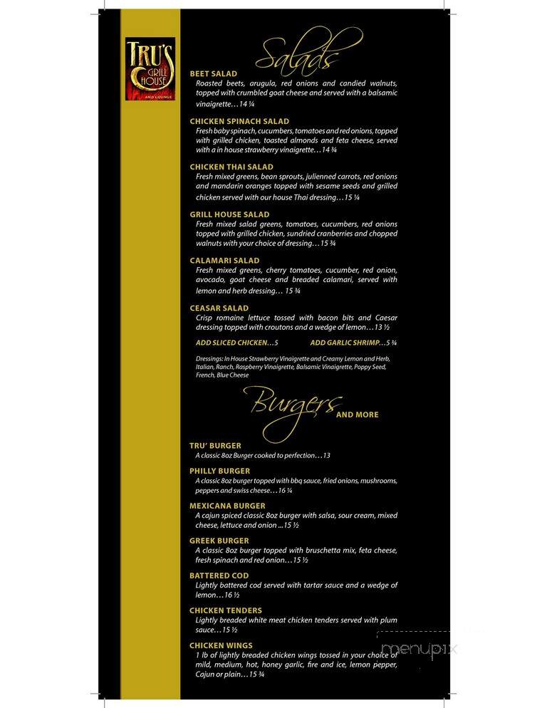 Tru's Grillhouse Restaurant - Chatham, ON menu_pic