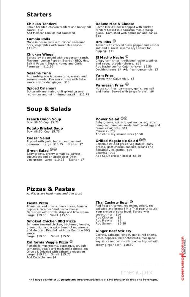 Confusion Corner Bar and Grill - Winnipeg, MB menu_pic