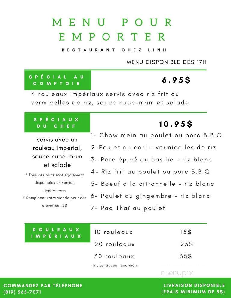 Restaurant Chez Linh - Sherbrooke, QC menu_pic