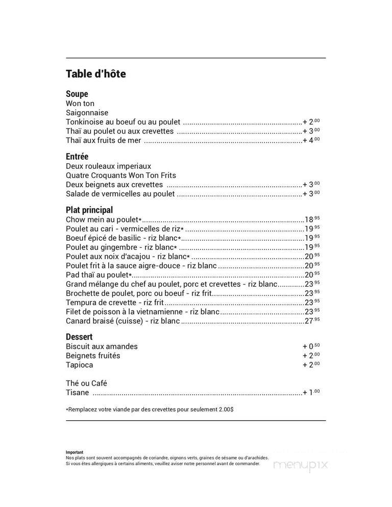Restaurant Chez Linh - Sherbrooke, QC menu_pic