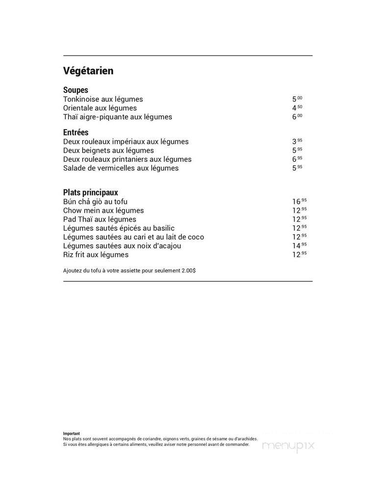 Restaurant Chez Linh - Sherbrooke, QC menu_pic