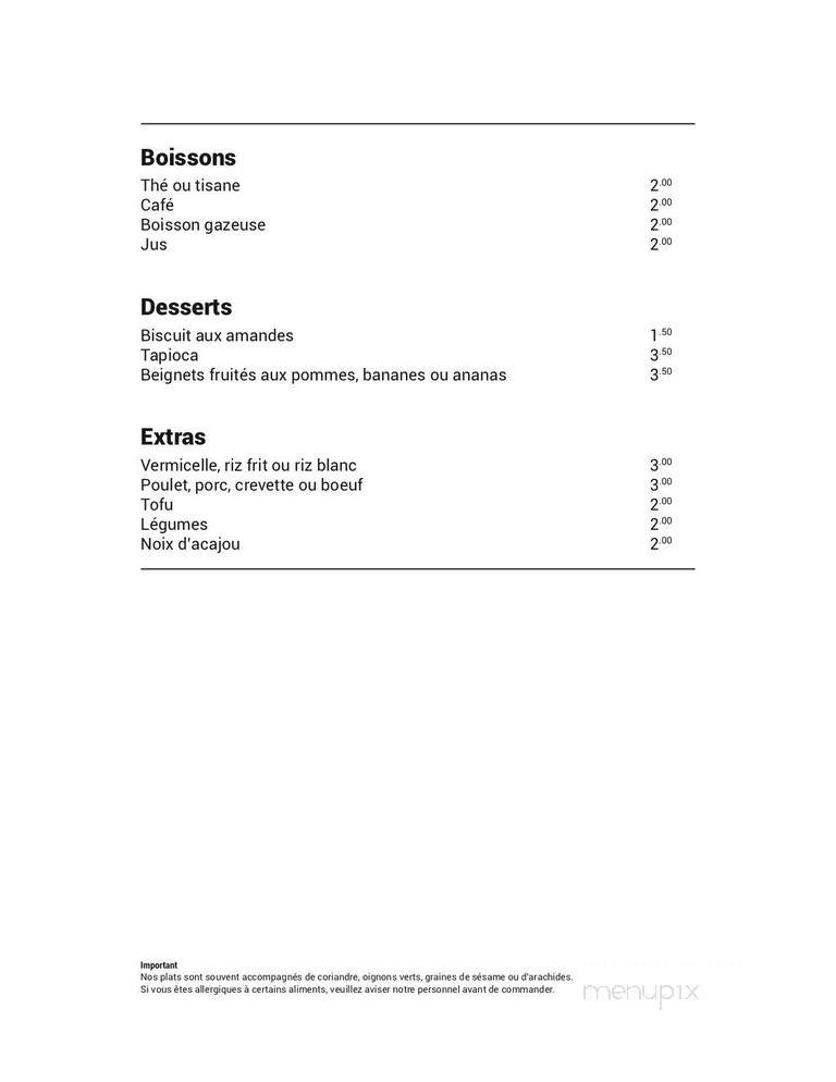 Restaurant Chez Linh - Sherbrooke, QC menu_pic
