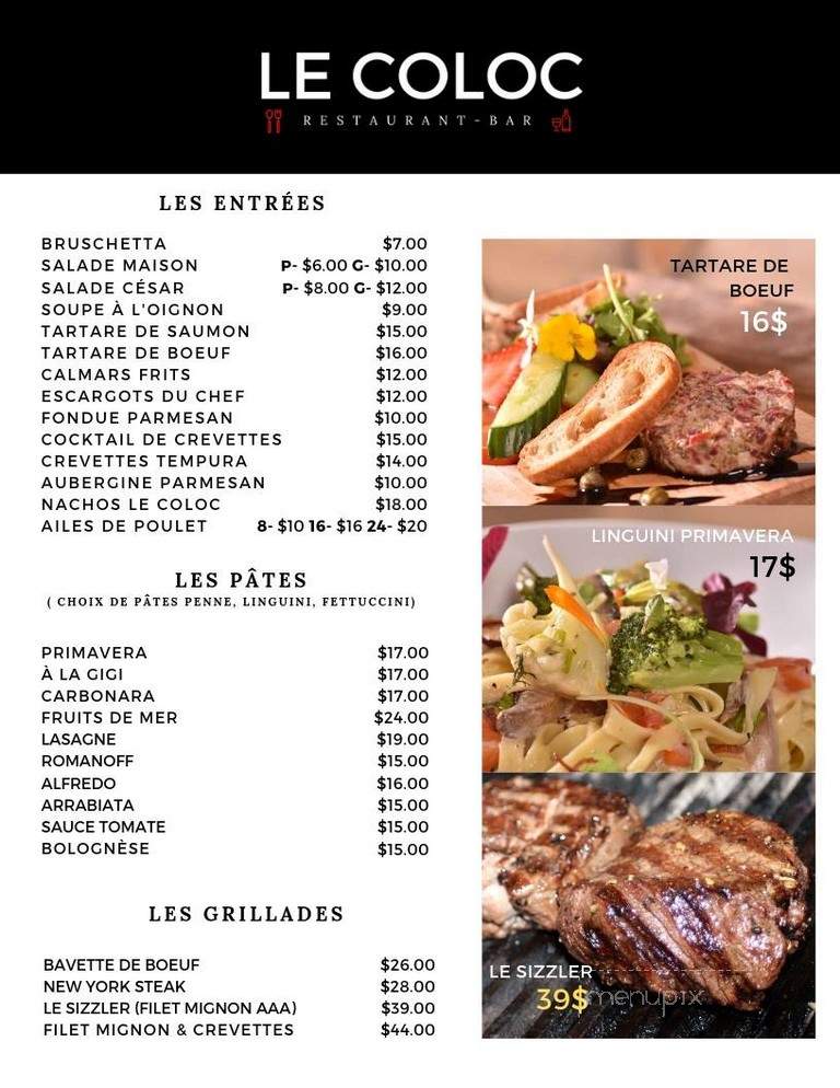Cafe Co-Loc Resto-Bar - Laval, QC menu_pic