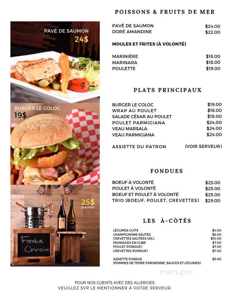 Cafe Co-Loc Resto-Bar - Laval, QC menu_pic