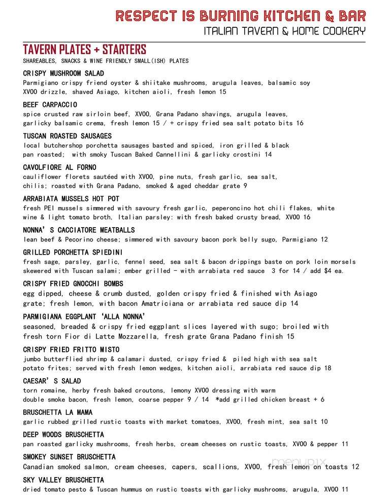 Respect Is Burning Supperclub - Greater Sudbury, ON menu_pic