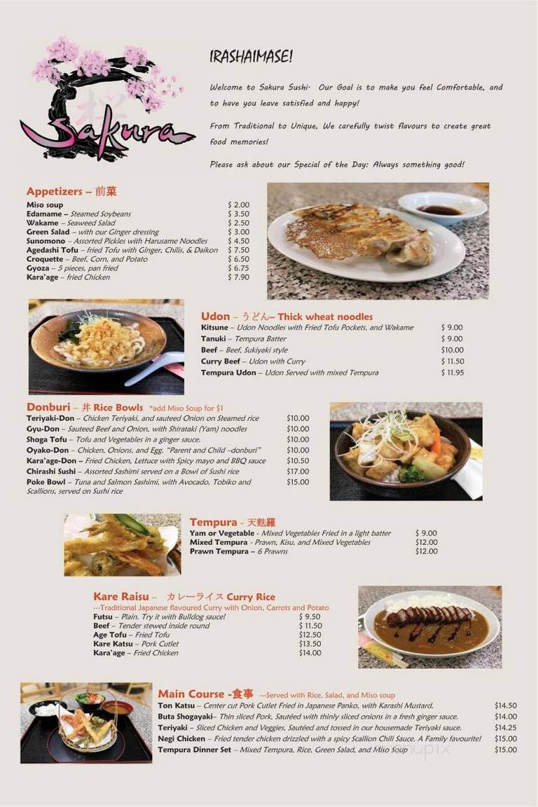 Sakura Japanese Grocery & Cafe - Victoria, BC menu_pic