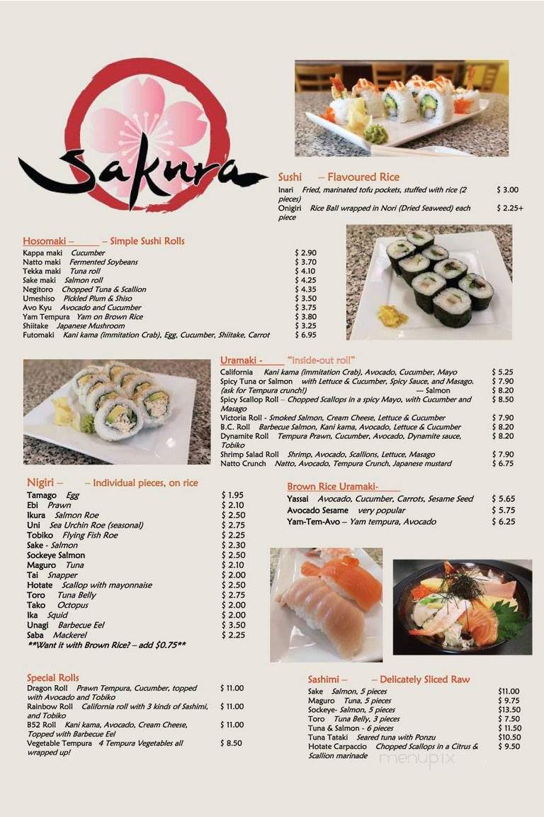 Sakura Japanese Grocery & Cafe - Victoria, BC menu_pic