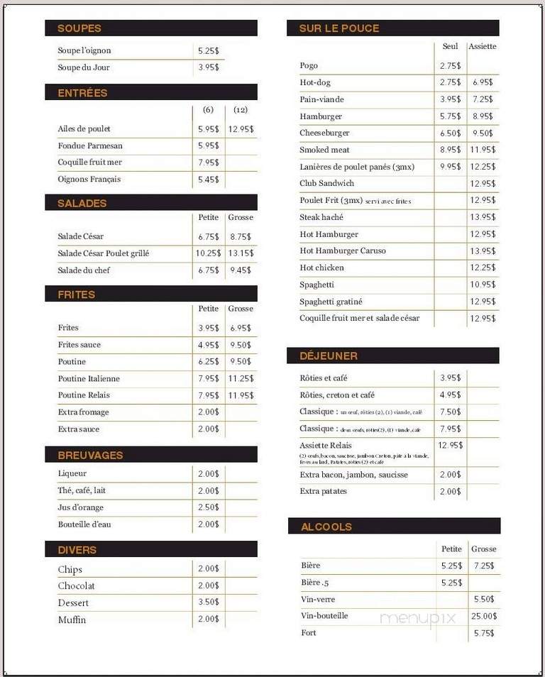 Relais St-Raymond - Saint-Raymond, QC menu_pic