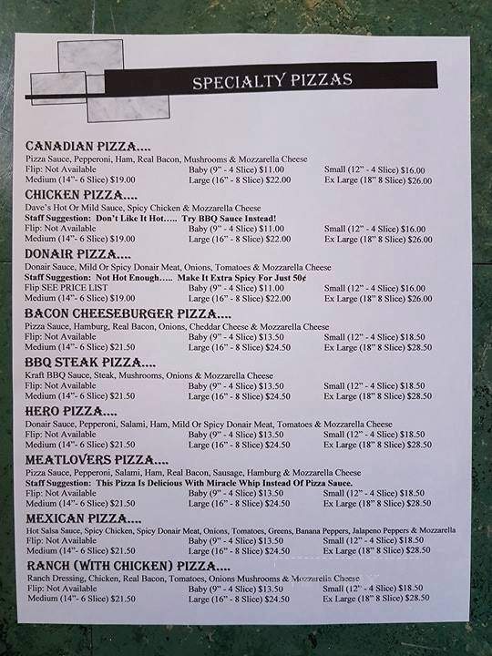 Eatza Pizza at Troys - Cape Breton, NS menu_pic