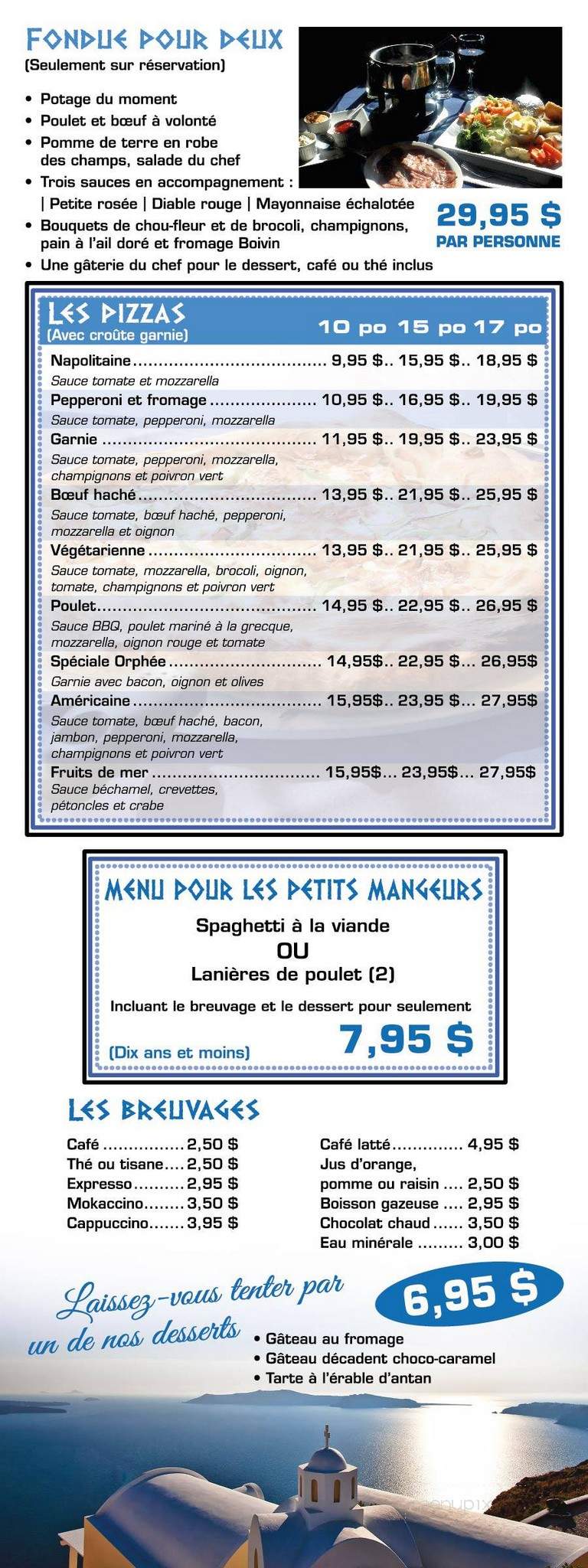Restaurant La Normande - La Baie, QC menu_pic