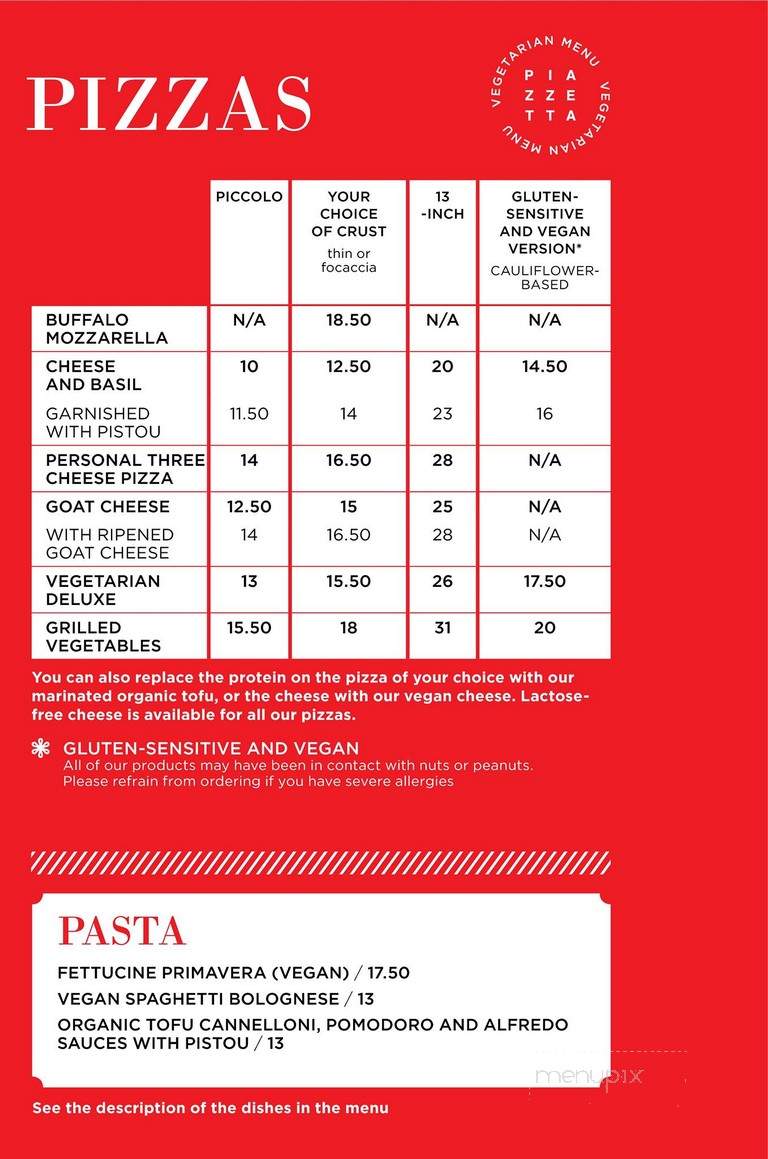 La Piazzetta Restaurant - Saint-Lambert, QC menu_pic