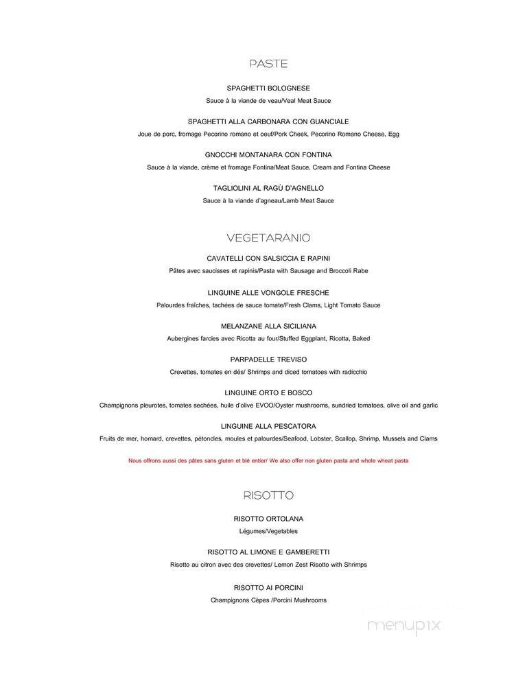 Bis Restaurant - Montreal, QC menu_pic