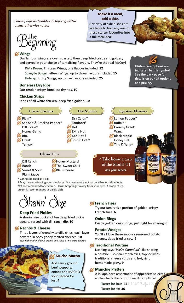 Model-T Bar & Grille - Borden, SK menu_pic