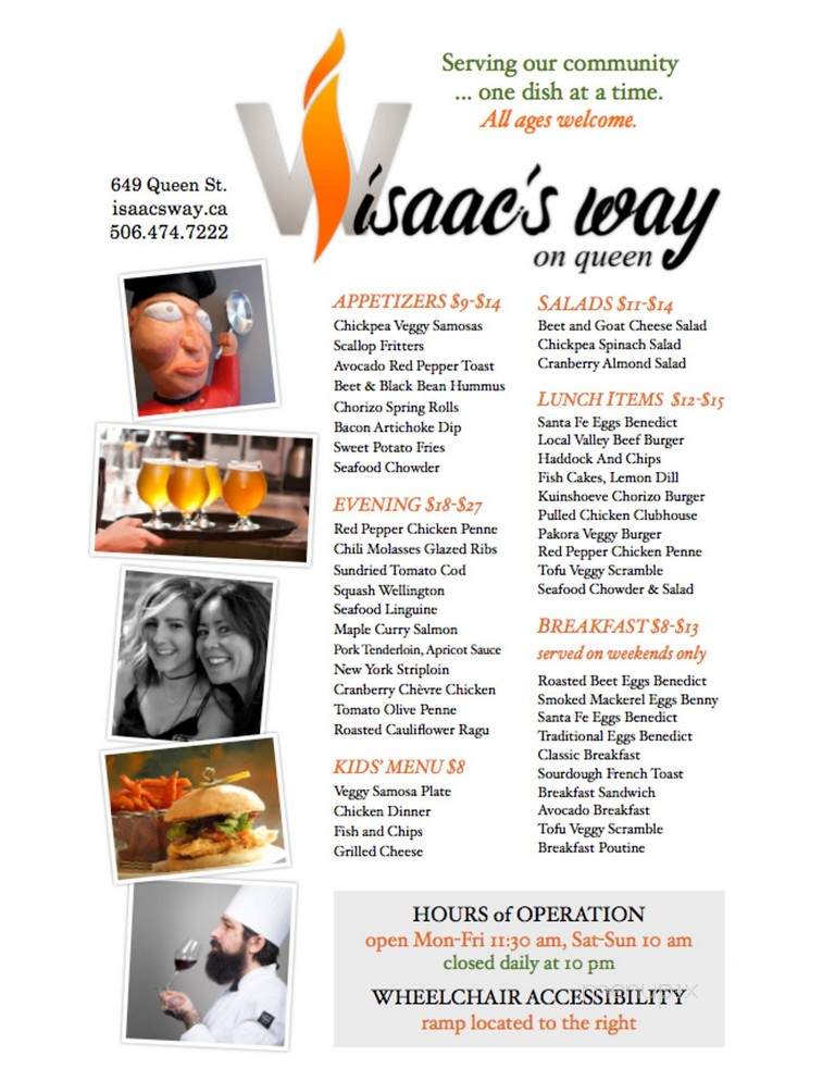 Isaac's Way Restaurant - Fredericton, NB menu_pic