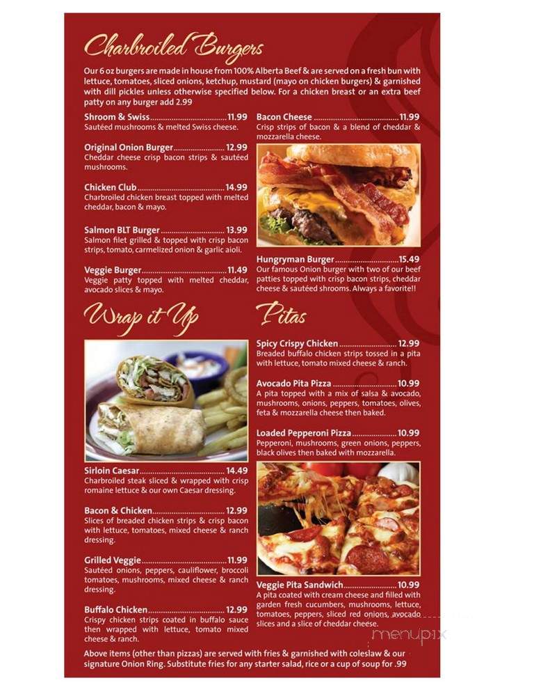 Onion Bar & Grill - Lethbridge, AB menu_pic