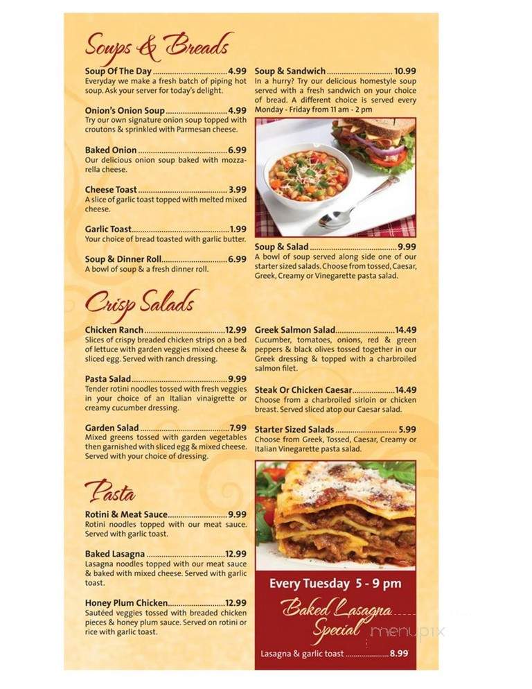 Onion Bar & Grill - Lethbridge, AB menu_pic