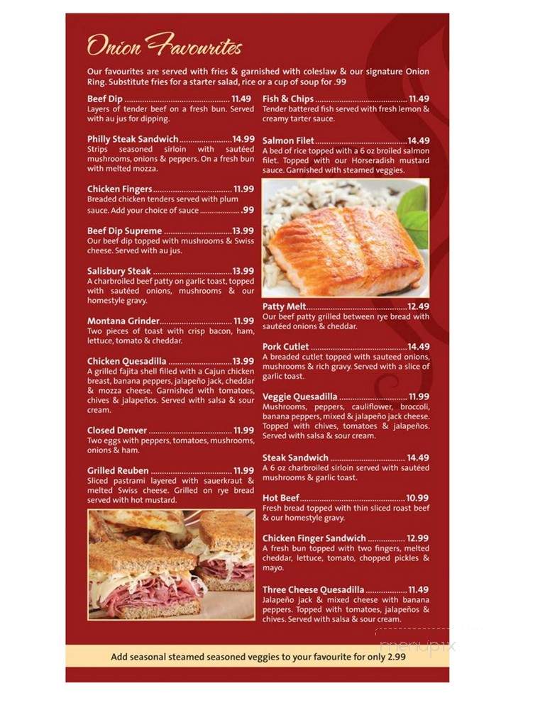 Onion Bar & Grill - Lethbridge, AB menu_pic