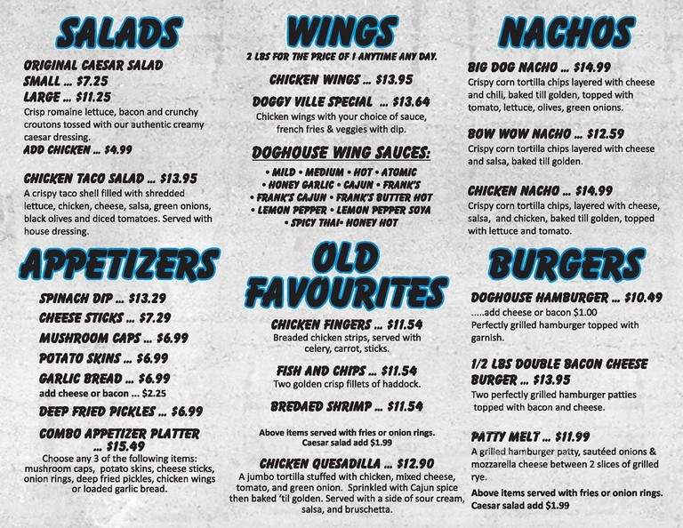 The Dog House - Greater Sudbury, ON menu_pic