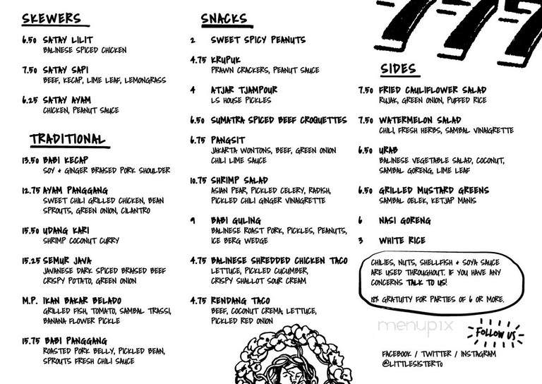 Three Sisters Lounge & Bar - Toronto, ON menu_pic