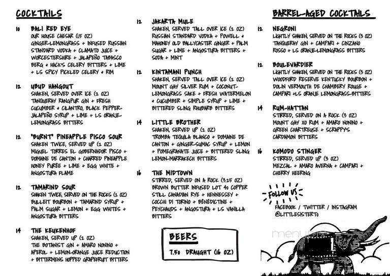 Three Sisters Lounge & Bar - Toronto, ON menu_pic