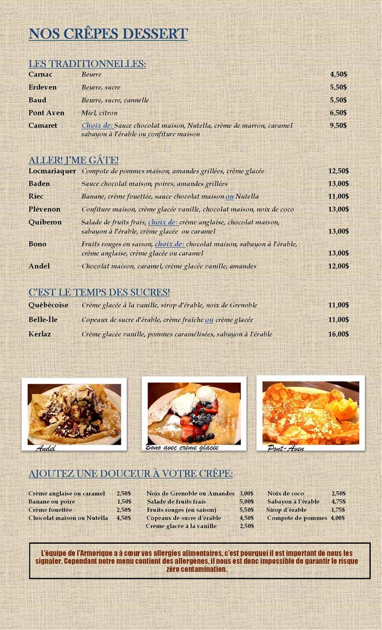 Creperie L'Armorique - Saint-Sauveur-Des-Monts, QC menu_pic