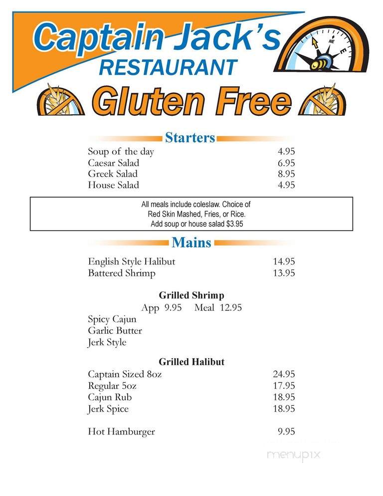 Captain Jack's Restaurant - Guelph, ON menu_pic