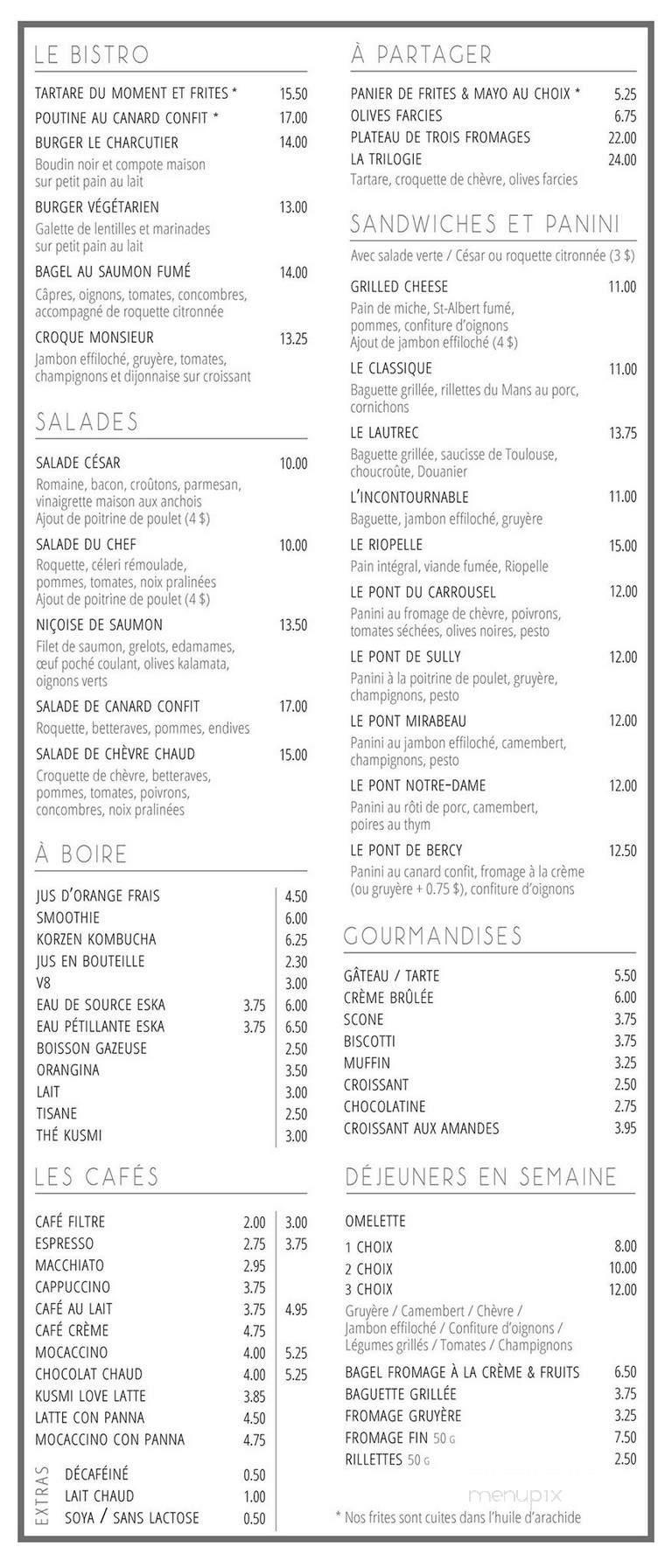 Cafe Le Petit Flore - Montreal, QC menu_pic