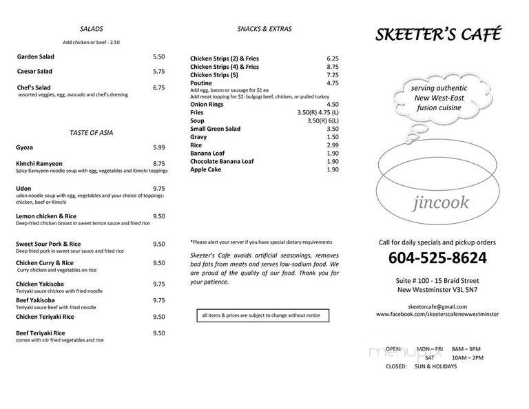 Skeeter's Restaurant - Coquitlam, BC menu_pic