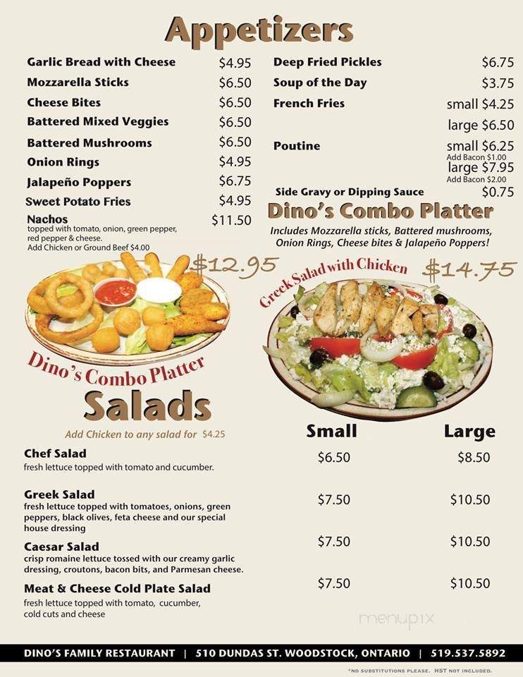Dino's Dining Lounge - Woodstock, ON menu_pic