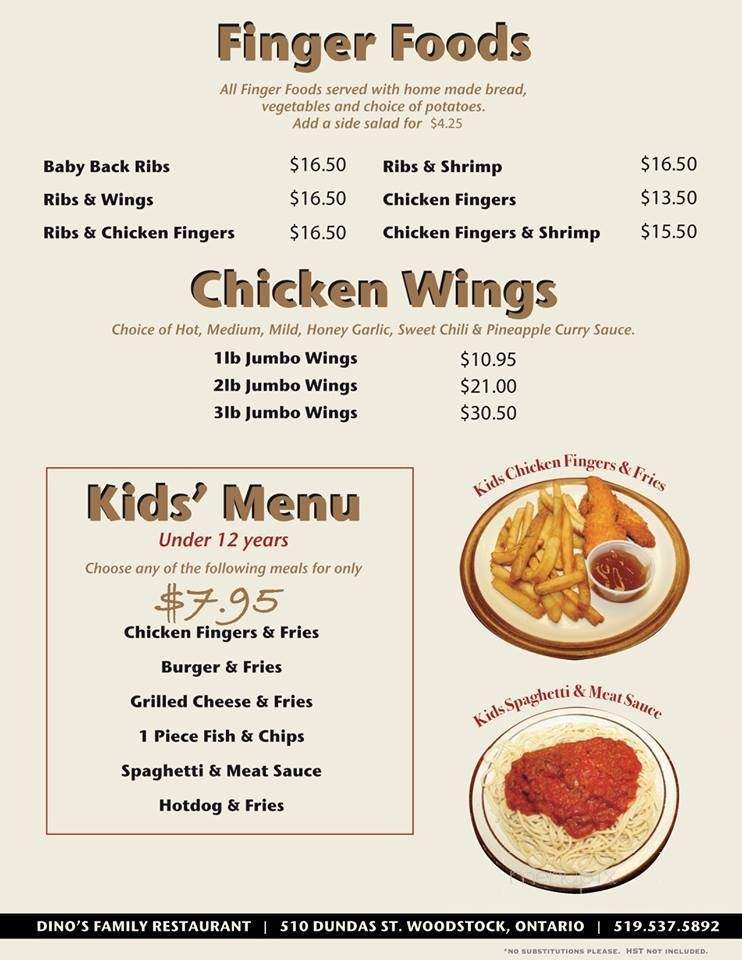 Dino's Dining Lounge - Woodstock, ON menu_pic