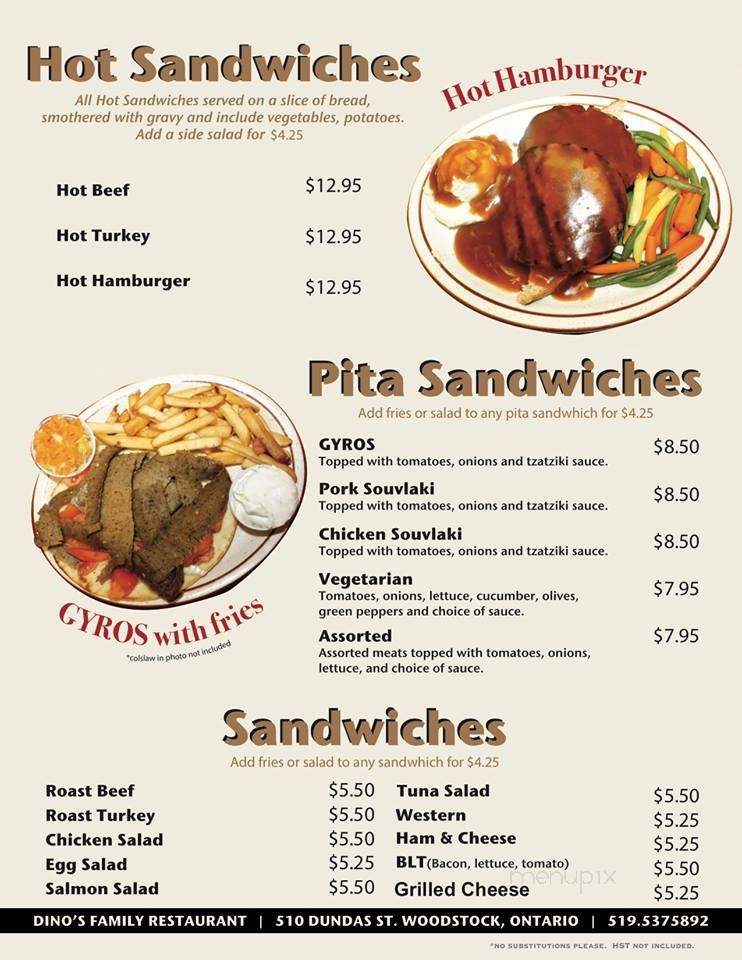 Dino's Dining Lounge - Woodstock, ON menu_pic