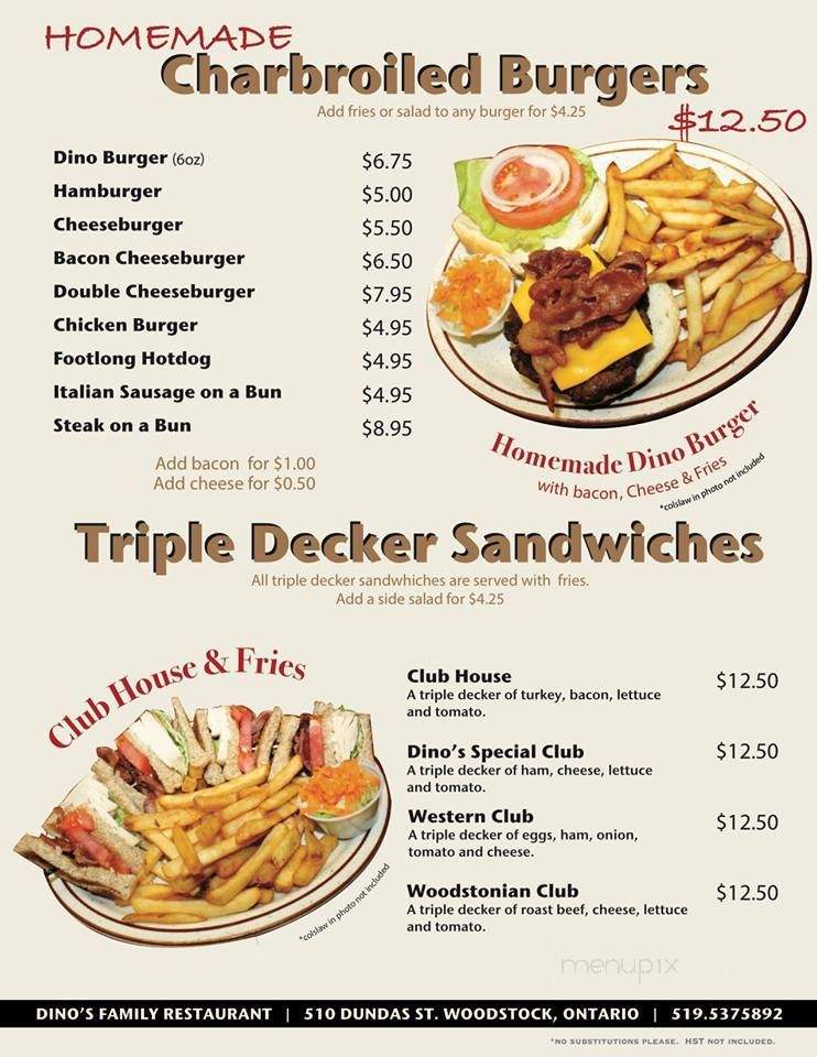 Dino's Dining Lounge - Woodstock, ON menu_pic